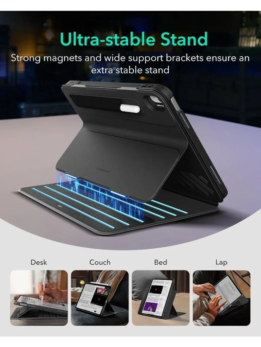 ESR iPad Pro 11 Case (1–4 Gen) Magnetic Cover, Pencil Charge, Multi‑Angle Stand